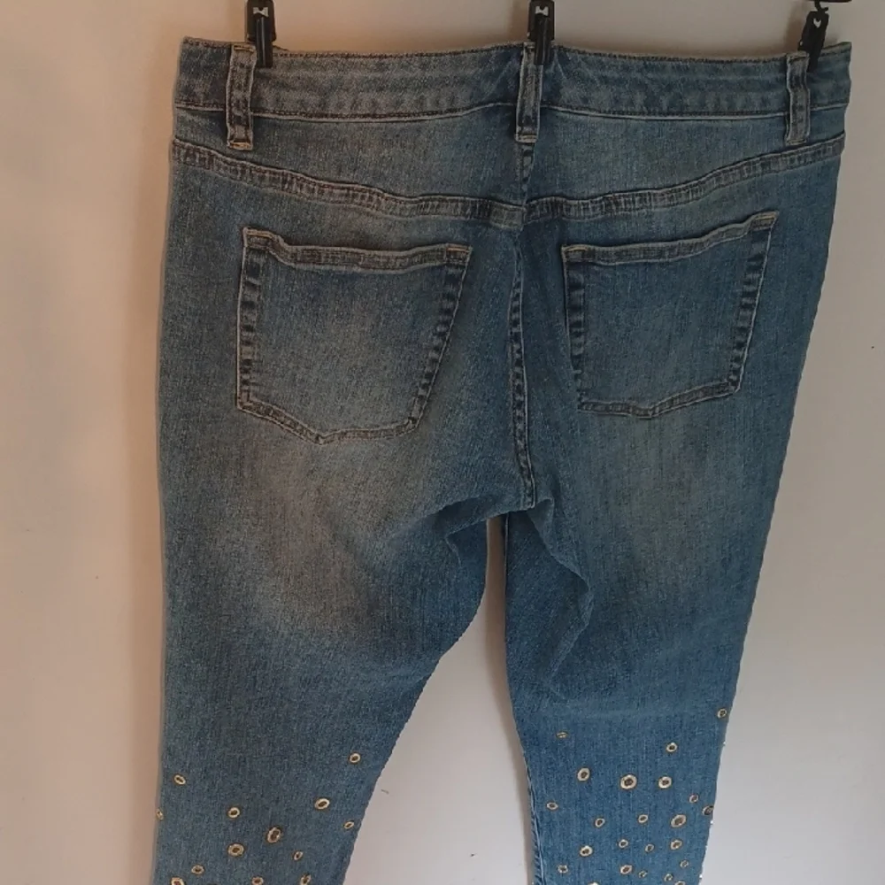 Michael Kors Blue Gold Cropped Jeans, 12/14 - Picture 6 of 7